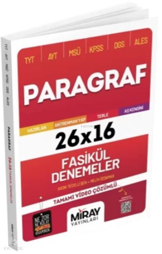 Miray Yayınları TYT AYT MSÜ KPSS DGS ALES Paragraf 26 x 16 Fasikül Den