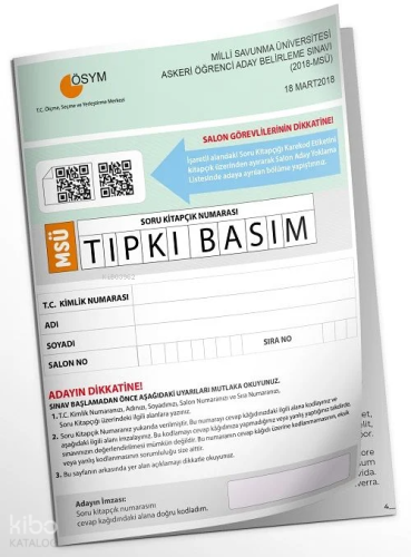 MSÜ 2018 ÖSYM Tıpkı Basım Türkiye Geneli Dijital Çözümlü Çıkmış Soru Kitapçığı