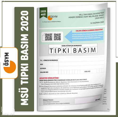 MSÜ 2020 ÖSYM Tıpkı Basım Türkiye Geneli Dijital Çözümlü Çıkmış Soru Kitapçığı