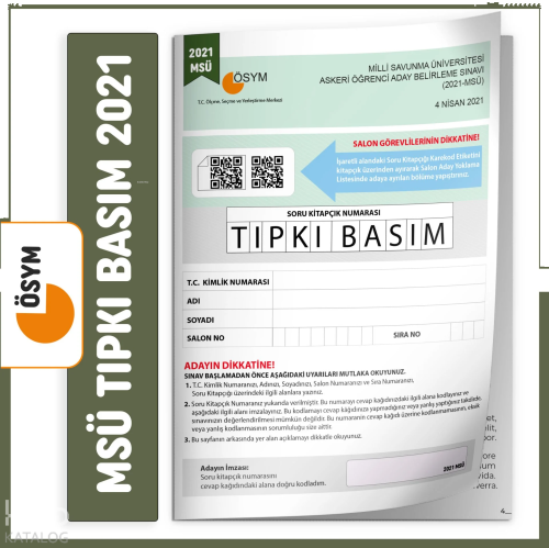 MSÜ 2021 ÖSYM Tıpkı Basım Türkiye Geneli Dijital Çözümlü Çıkmış Soru Kitapçığı