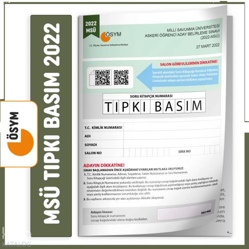 MSÜ 2022 ÖSYM Tıpkı Basım Türkiye Geneli Dijital Çözümlü Çıkmış Soru Kitapçığı