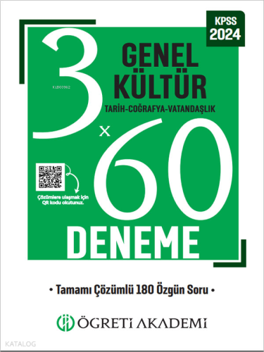 ÖĞRETİ AKADEMİ KPSS Genel Yetenek Genel Kültür 3X60 Deneme (Tarih-Coğrafya-Vatandaşlık)