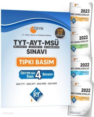 ÖSYM'nin TYT - AYT - MSÜ Son 4 Sınavı Çıkmış Sorular Tıpkı Basım Kitap
