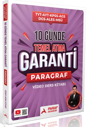 Paraf Akademi TYT AYT KPSS AGS DGS ALES MSÜ 10 Günde Temel Atma Garanti Paragraf Video Ders Kitabı