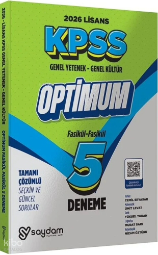 Saydam 2026 KPSS Genel Yetenek Genel Kültür Lisans Optimum 5 Deneme Fasikül