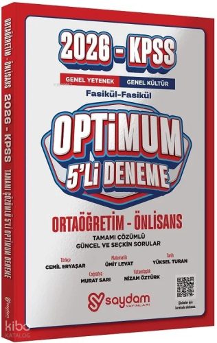 Saydam 2026 KPSS Lise Ortaöğretim Ön Lisans Optimum 5 Deneme Fasikül Çözümlü