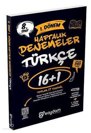 Saydam Yayınları 8. Sınıf LGS Türkçe 1. Dönem 16+1 Haftalık Kazanım Denemeleri