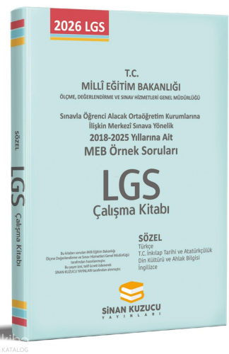 Sinan Kuzucu Yayınları Meb Örnek Soruları Sözel Çalışma Kitabı