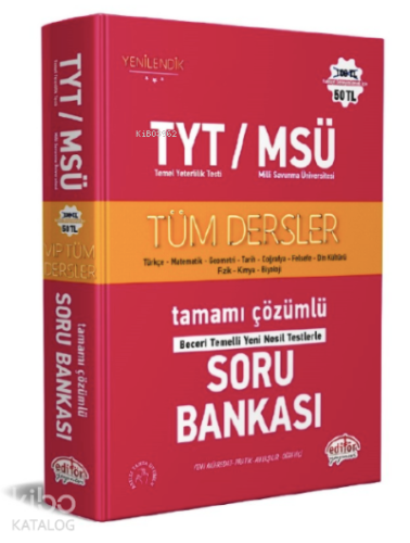 TYT - MSÜ Tüm Dersler Tamamı Çözümlü Soru Bankası