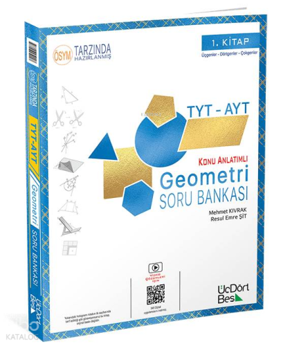 Üç Dört Beş 2027 YKS TYT AYT Geometri-1 Konu Anlatımlı Soru Bankası | 