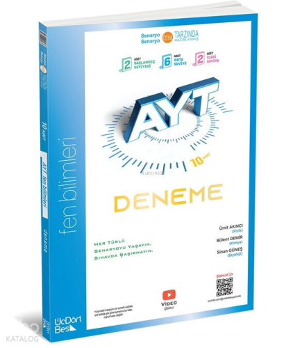 Üç Dört Beş Yayınları AYT 10'lu Fen Bilimleri Deneme