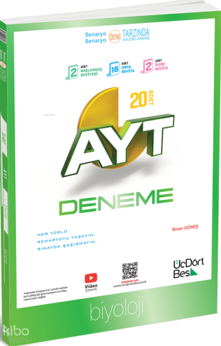Üç Dört Beş Yayınları AYT Biyoloji 20'li Deneme
