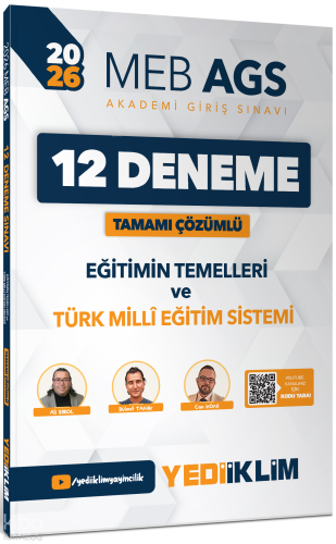 Yediiklim Yayınları 2026 MEB AGS Eğitimin Temelleri Ve Türk Milli Eğitim Sistemi Tamamı Çözümlü 12 Deneme
