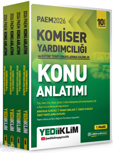 Yediiklim Yayınları 2026 PAEM Komiser Yardımcılığı ve Rütbe Terfi Sınavlarına Hazırlık Konu Anlatımı Seti 4 Modül
