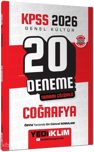 Yediiklim Yayınları KPSS 2026 Genel Kültür Coğrafya Tamamı Çözümlü 20 Deneme