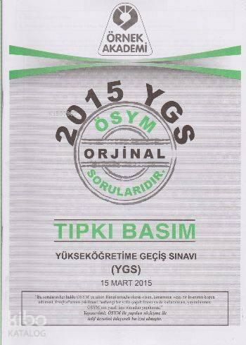 YGS 2015 Soru Kitapçığı Tıpkı Basım | benlikitap.com