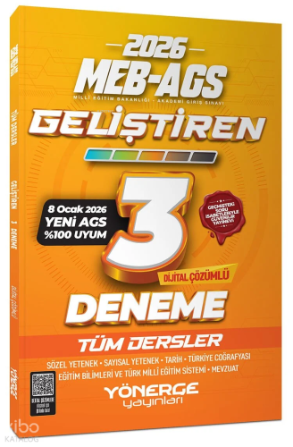 Yönerge 2026 MEB-AGS Tüm Dersler Geliştiren 3 Deneme Çözümlü | benliki