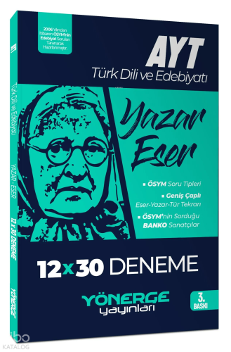 Yönerge YKS AYT Türk Dili ve Edebiyatı Yazar Eser 12x30 Deneme